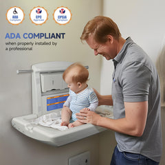 AIKE Commercial Baby Changing Station, Wall Mounted Foldable Baby Diaper Changing Table ADA Compliant, Model AK5901