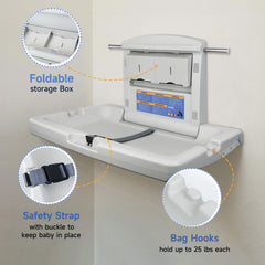 AIKE Commercial Baby Changing Station, Wall Mounted Foldable Baby Diaper Changing Table ADA Compliant, Model AK5901