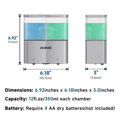 AIKE 2 Chambers Automatic Soap Dispenser Wall Mount Shower Gel Dispenser IPX7 Waterproof , AK1902